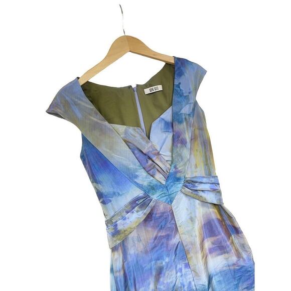 Rene Ruiz Blue Abstract Splatter Metallic Cocktail Dress Formal Womens 4 - Picture 5 of 10